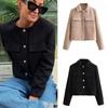 2024 Autumn New Product Women's Fashion Small Fragrance Style Flip Collar Suit Blended Short Jacket Coat