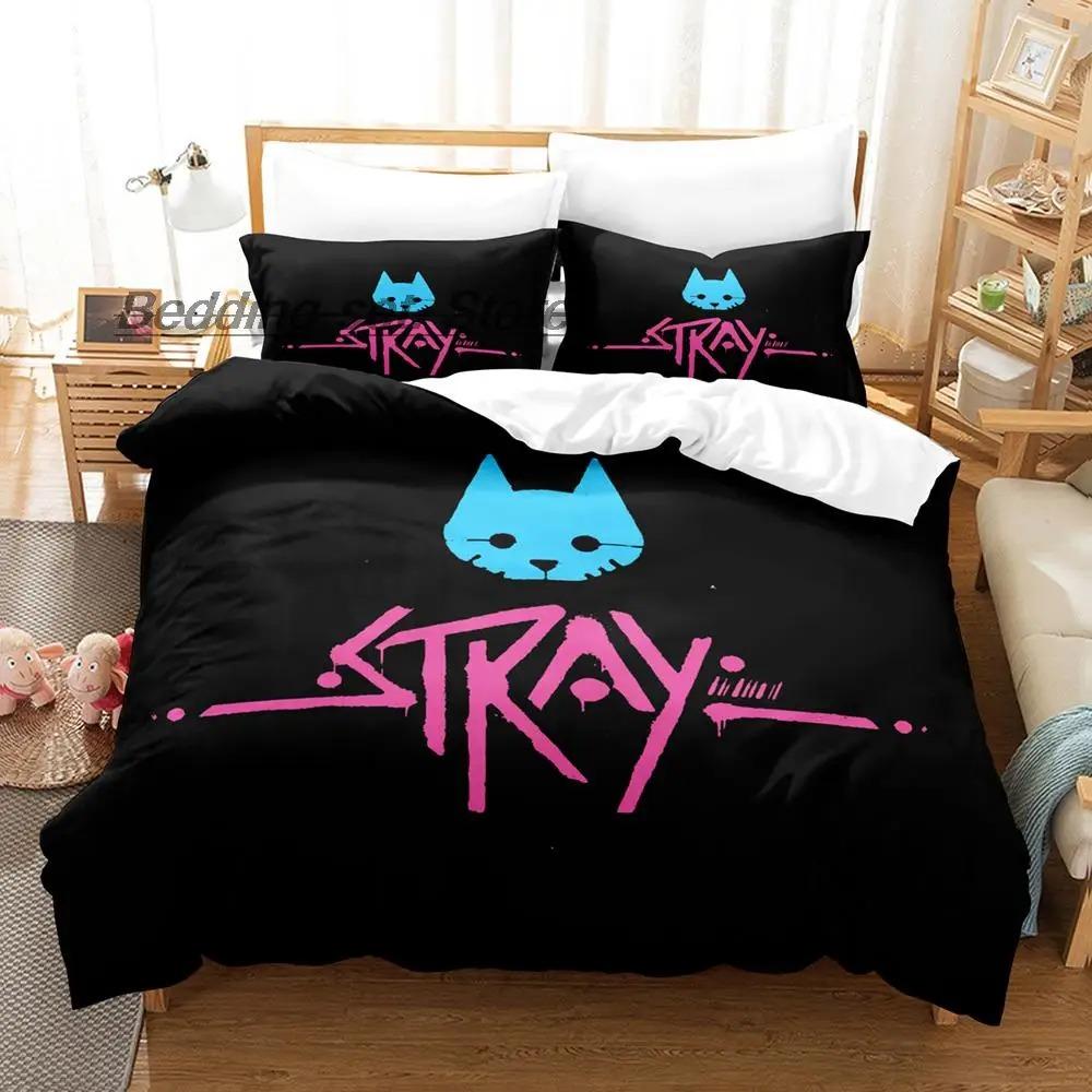 Новый игровой набор с кошкой Момо из игры Stray Постельное белье Односпальный Полуторный Двуспальный Евро-размер Кинг-сайз Кавайные Комплекты Пододеяльников для Взрослых Детей