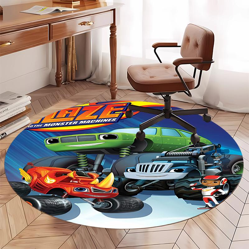 Truck Printed Round Rug Carpet Chair Rug Area Rug Entryway Doormats,for Office Chair Living Room Bedroom Kitchen Room.
