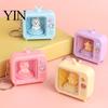 Retro Tv Shape Pendant Rotating Animal TV Keychain, Funny Television Shaped Keychain with Practical Nighttime Light LED Light, Cartoon Keyring