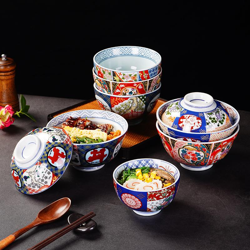 Керамическая миска с крышкой, Кухонная утварь, Миска для риса, Супница, Миска для лапши, Домашняя салатница, Столовая посуда с японскими антикварными элементами