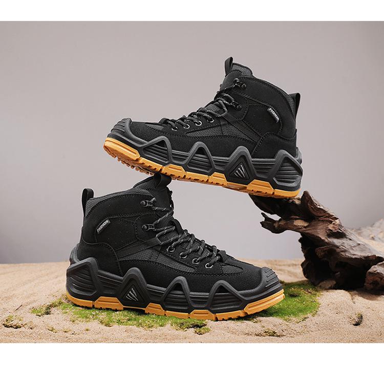 Мужские пустынные высокие уличные ботинки для хайкинга с защитой от проколов - Нескользящие, износостойкие тактические кроссовки