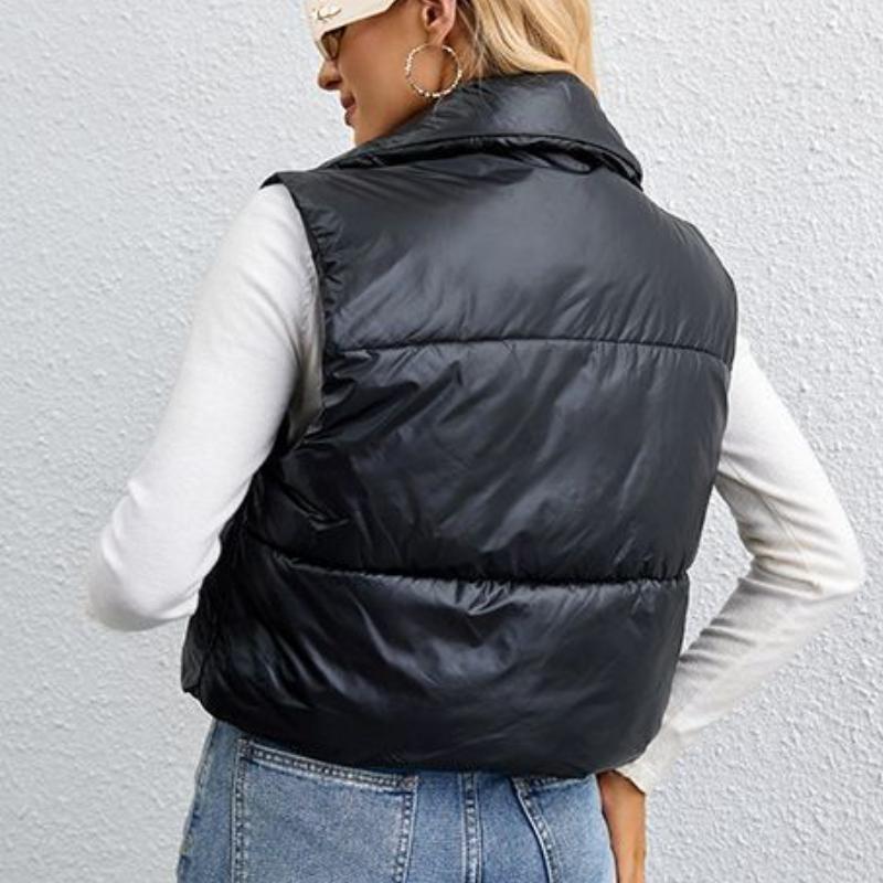 Жилет с воротником-стойкой и завязками на шнурке для женщин, легкая куртка без рукавов с хлопковой подкладкой, короткое теплое пальто, женская стеганая куртка