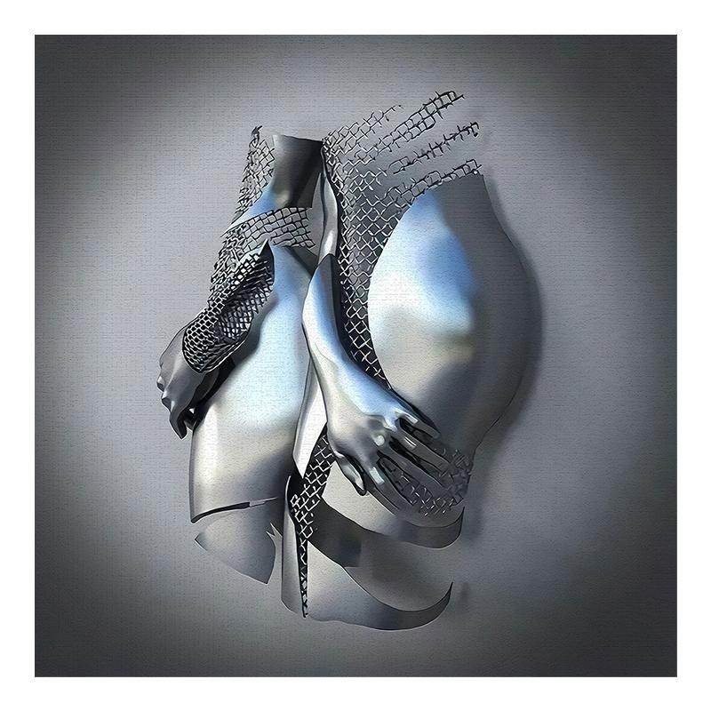 3D Visual Gold Silver Metal Figure Art Statue Canvas Painting Romantic Abstract Posters and Prints Wall Pictures Modern Home Decor for Living Room