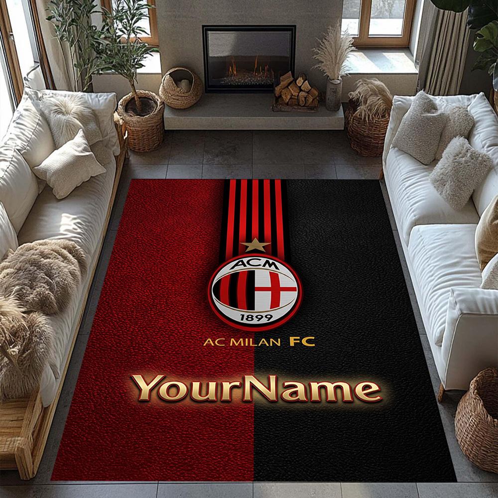 Ac Milan Customize Your Name Carpet Suitable for Foyer Bedrooms Playrooms Outdoor Anti-slip Rug Decorate Offices Perfect Birthday/Christmas Gift Idea