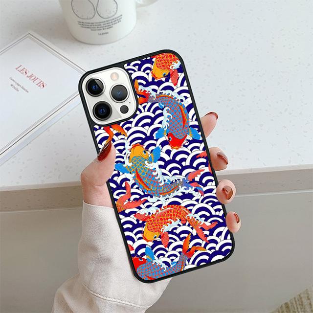 Японская рыба кои Чехол для телефона Для iPhone 17 Air 14 15 16 13 12 Чехол Для Apple 14 15 16 Pro Max Plus Coque