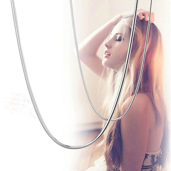 Женское ожерелье простого дизайна из стерлингового серебра 925 пробы с застежкой-лобстером толщиной 2 мм в виде змеиной цепи