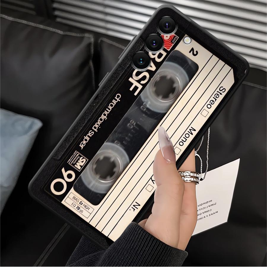 Retro Cassette Tape Black Soft Phone Cover Case for Samsung Galaxy A05 A17 A40 A16 A10 A12 A04 A50 A20 A13 A70 A06 A30 A15