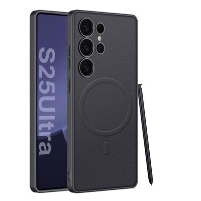Оригинальный кожаный чехол S25Ultra для телефона Samsung Galaxy S23 S24 S25 Ultra, роскошный защитный чехол MagSafe с магнитным покрытием