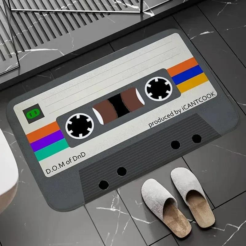 Retro Red Cassette Tape Living Room Door Mat Carpet Music Theme Design Running Up That Hill Song Pattern Rug For Home Decor