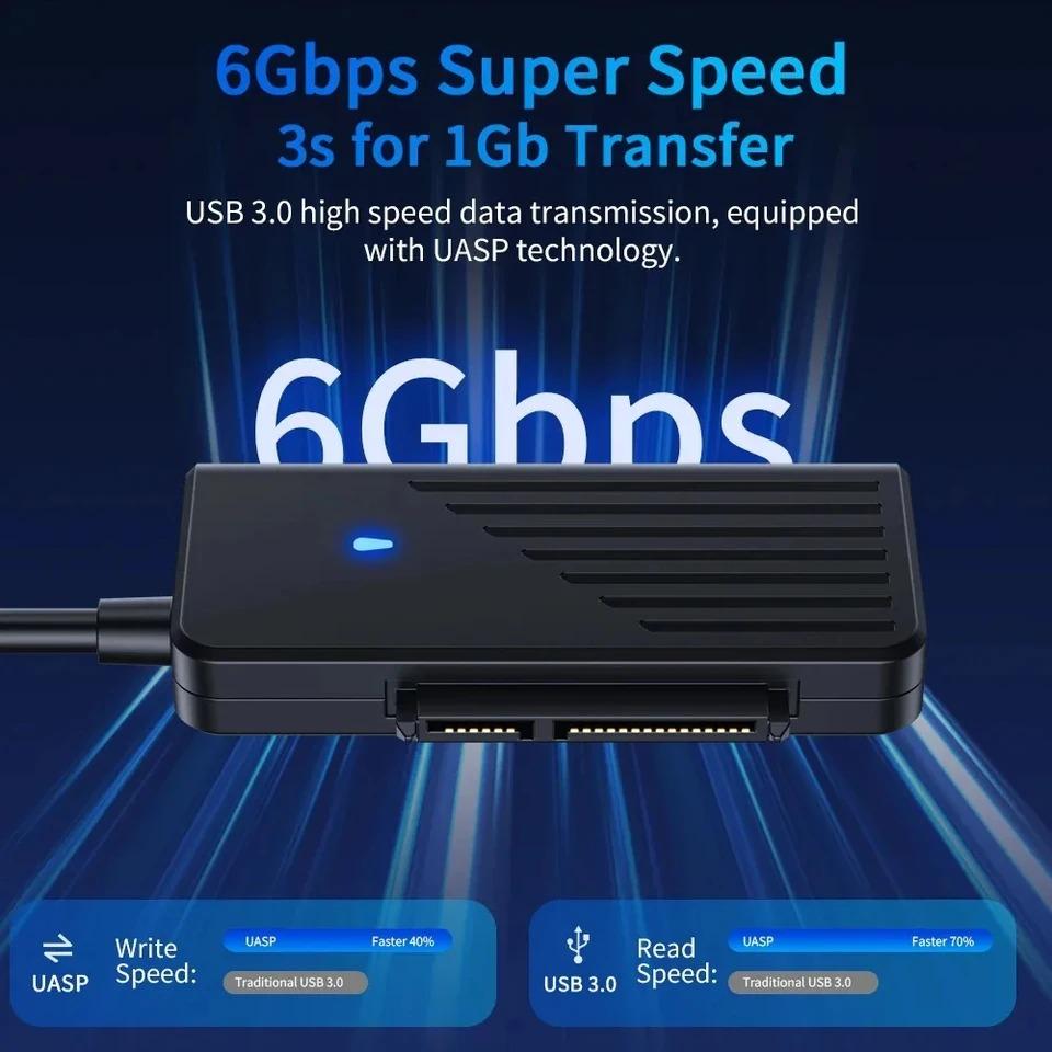 SATA To USB 3.0 Adapter Cable USB 3.0 2.0 To M.2 NGFF SATA Converter 5Gbps 2.5/3.5 Inch SSD HDD Hard Drive External Case for Laptop PC