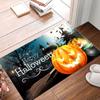 Halloween Floor Mat Spooky Ghost Face Outdoor Decoration Crystal Velvet Door Mat Anti-slip Entryway Bathroom Foot Mat