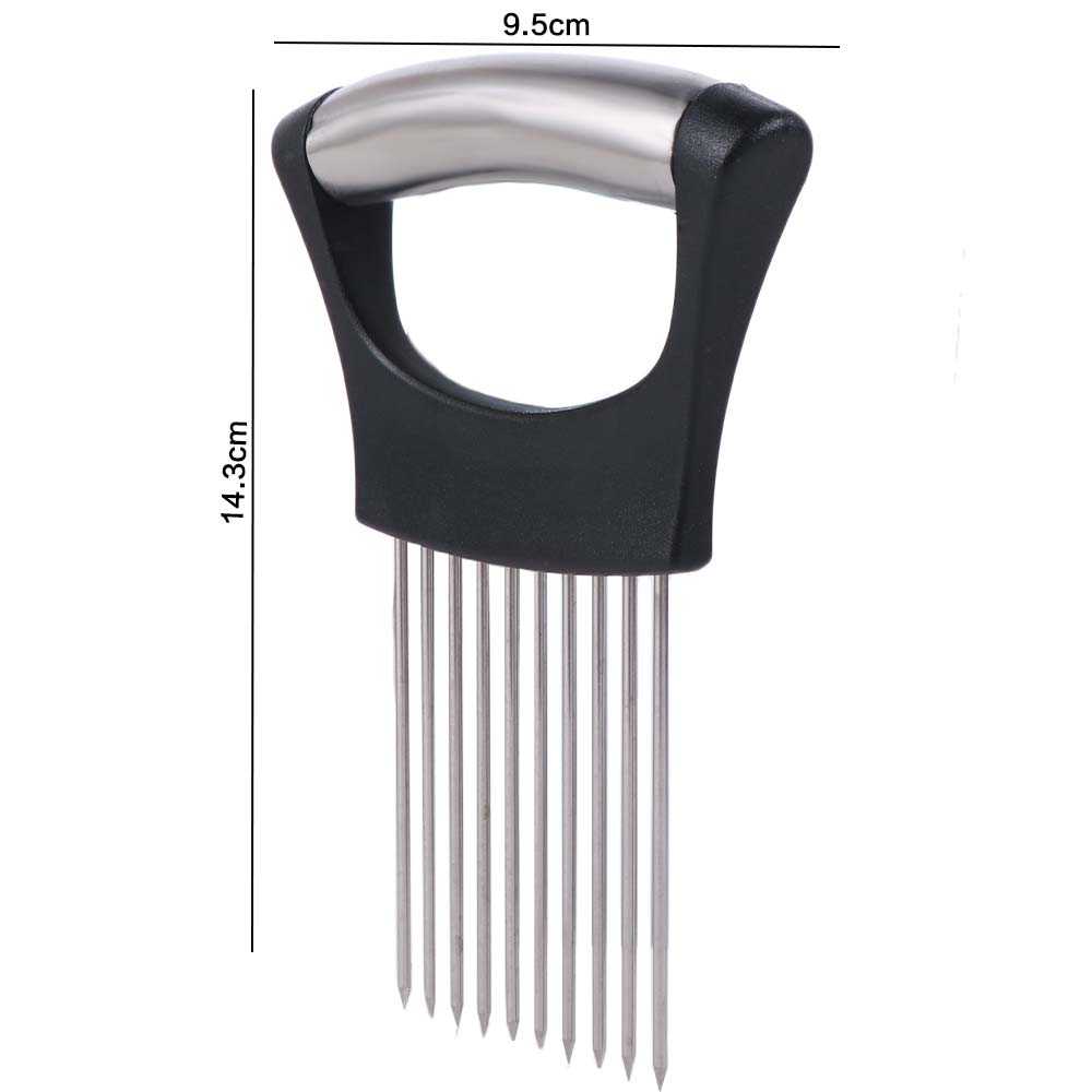 Full Grip Handle Onion Slicer Holder Black Meat Tenderizer Vegetables Cutting Fork Kitchen Gadgets