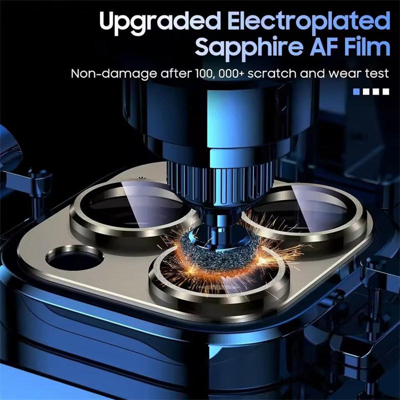 Роскошный титановый металлический стеклянный протектор экрана объектива камеры для iPhone 16 15 14 13 12 11 Pro Max Plus Mini защитный чехол