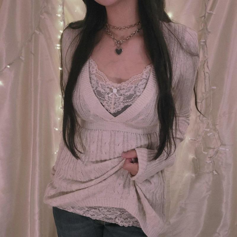 Женский осенне-зимний новый топ с V-образным вырезом и длинными рукавами, тонкий сексуальный трикотаж