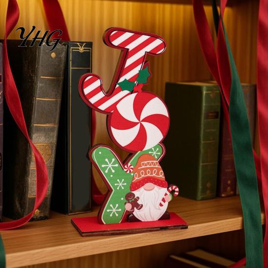 Xmas Home Ornament Christmas Wooden Ornament, Gingerbread Man Reindeer Letter Decor, Colorful Tabletop Small Ornaments Figurines for Holiday
