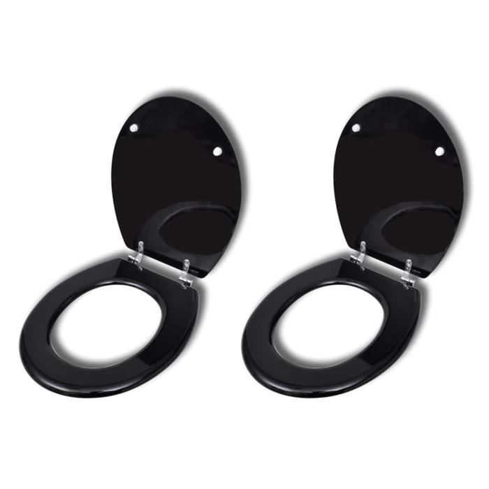 VidaXL Sièges de toilette avec couvercles 2 pcs MDF Noir