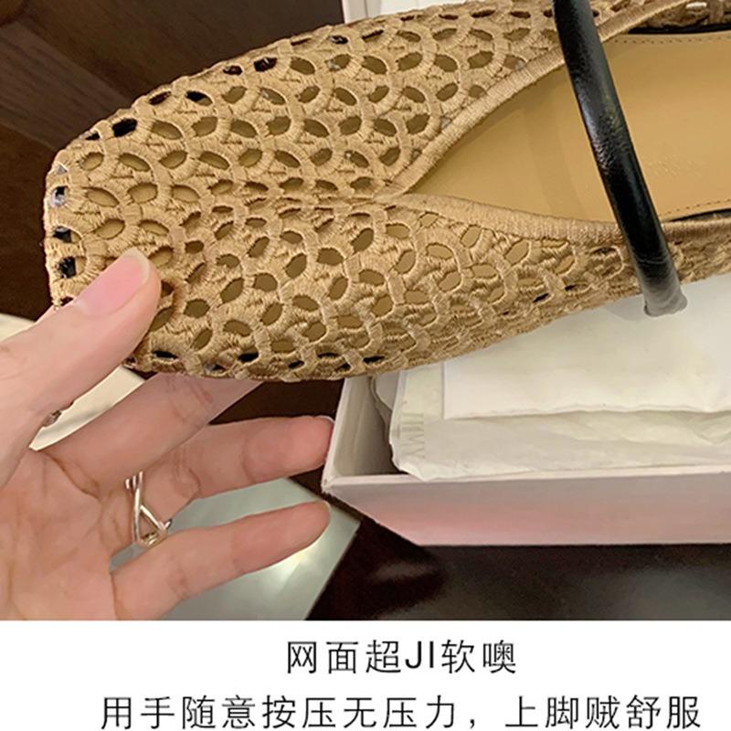 Sheepskin hand-woven empty single shoes mesh sandals women's summer breathable one-word bag head sandals