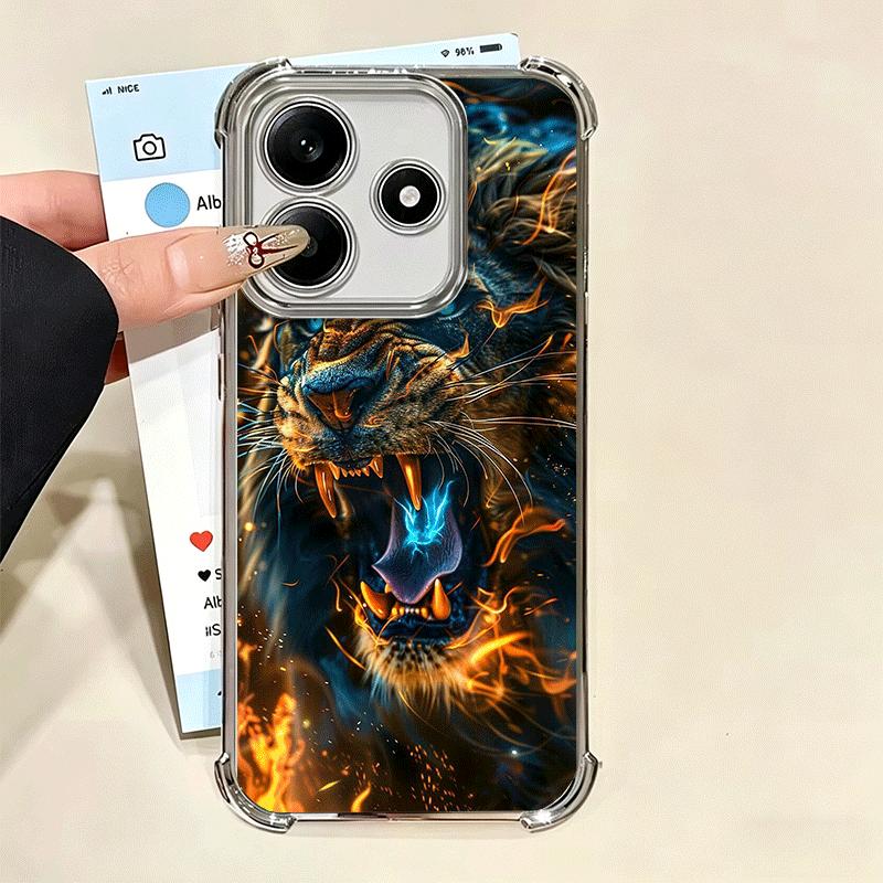 Lion Male Man King Plating Phone Case For Xiaomi Redmi Note 14 15 Pro Plus 13 12 11 11S 11T 10 9S 9 5G Anti-Fall Airabag Cover