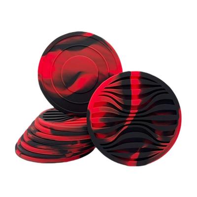 Силиконовые подставки Karasu no Ki, Стильные, Набор из 10 штук, Не прилипают, Водостойкие, Термостойкие, Не скользят, Круглые, 10 см (Красно-черная волнистая форма)