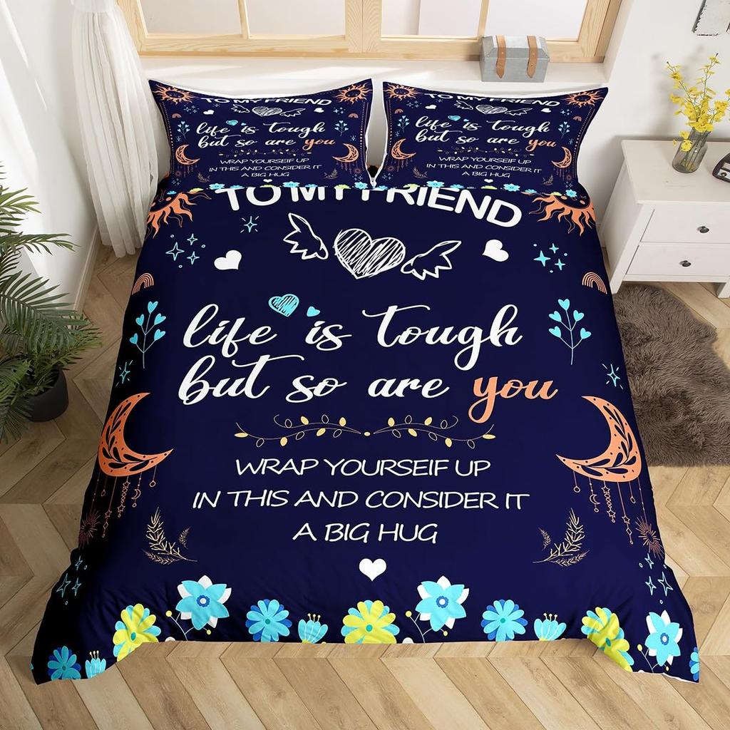 Cute Love Hug Duvet Cover Set Single King for Kids Adults Cute Sun Moon Cloud Bedding Set Lovely Heart Pattern Beige Quilt Cover