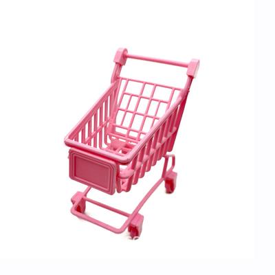 Корзина для покупок Стойка для губок для макияжа Миниатюрная продуктовая тележка Маленькая ручная тележка для супермаркета Корзина для покупок Игрушка для детей