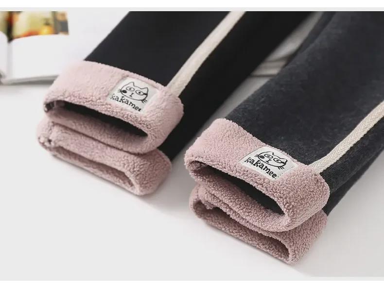 Зимние леггинсы для девочек из плотного бархата - теплые цельные брюки для детей