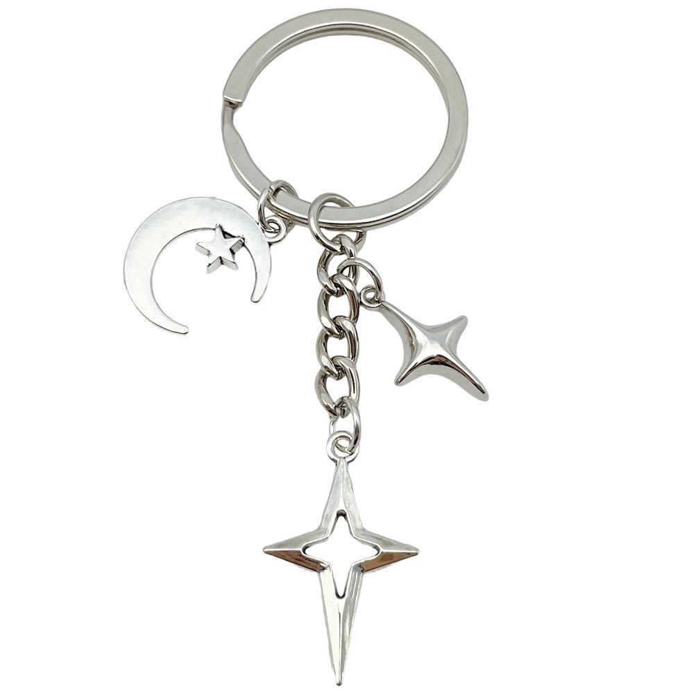 Metal Star and Moon Pendant Keychain for Bags and Luggage