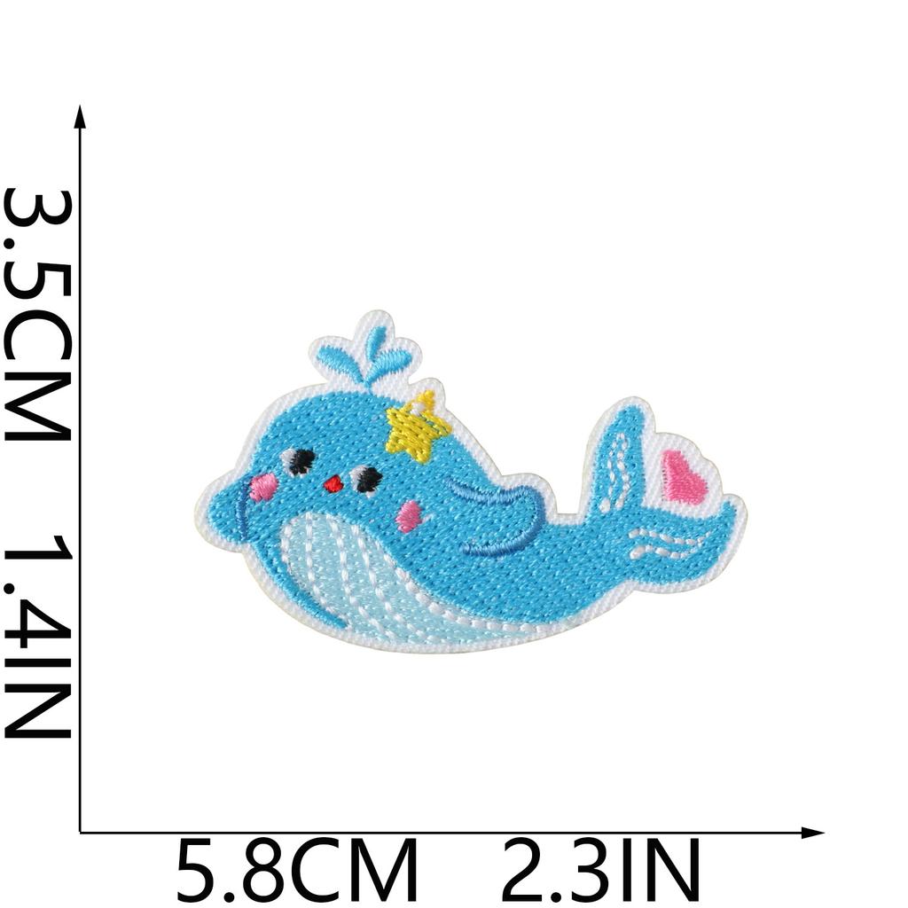 Ocean Concert Embroidery Cloth Sticker Mermaid Patch Sticker Bag Decoration Whale Coral Cute Embroidery Label Ironing