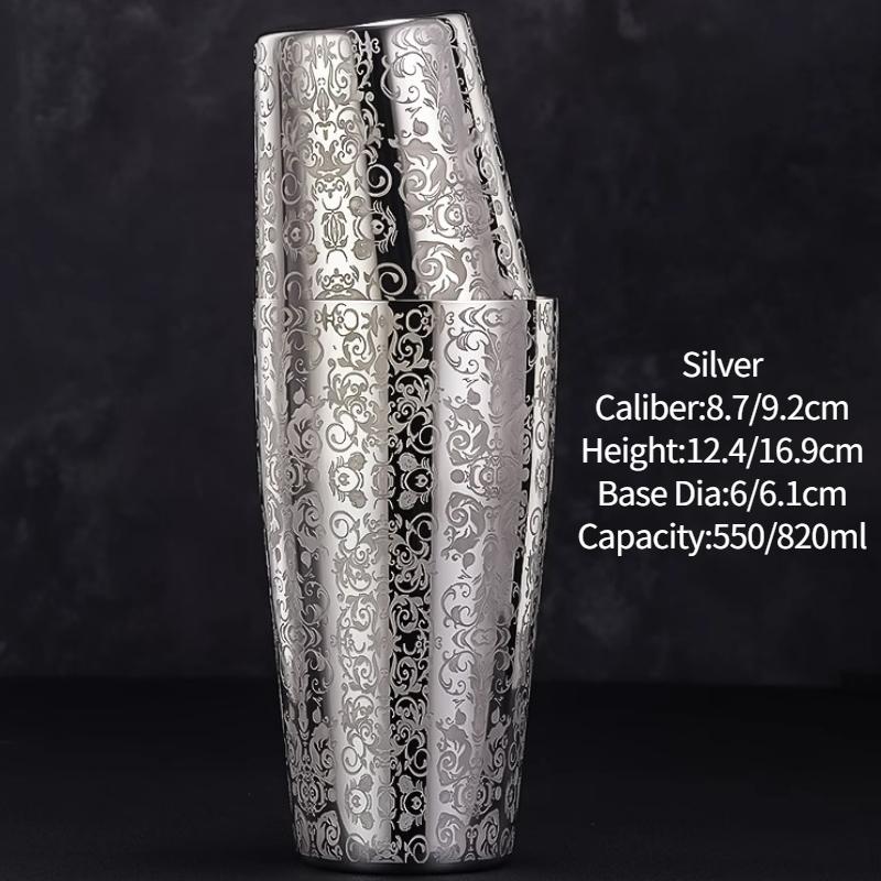 Барный шейкер для коктейлей Бостонский шейкер Нержавеющая сталь Шейкер с гравировкой Барный аксессуар Инструменты бармена Для дома и бара