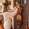 Holiday Gift for Fall Season Halloween Stacked Pumpkin Door Hanger, Vintage Jack?O?Lantern Wall Hanging Ornament, Indoor Outdoor Rustic