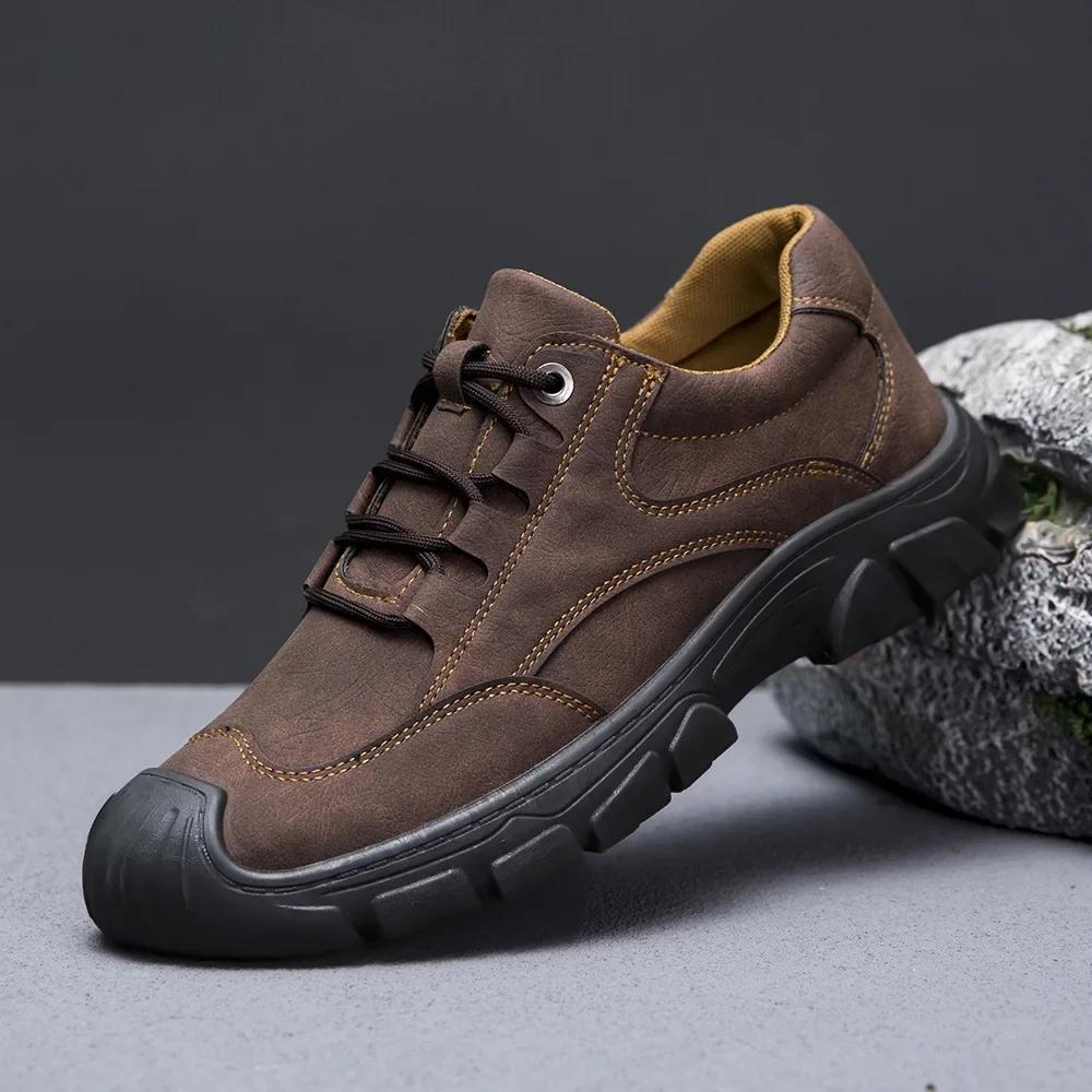 Fashion Men's Sneakers Outdoor Non Slip Hiking Shoes for Men Comfortable Lace Up Casual Shoes Platform Durable Men Working Shoes