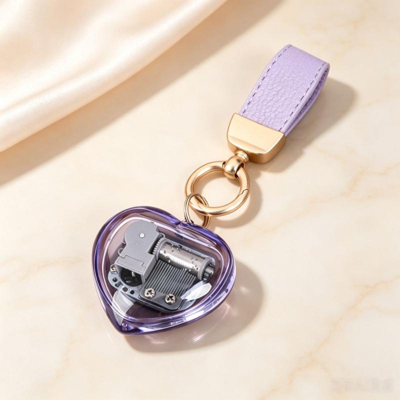 Mini Transparent Music Box Keychain Portable Melodic Decor Multiple Vibrant Colors Pendant for Key Ring Bag Valentine's Day Gift