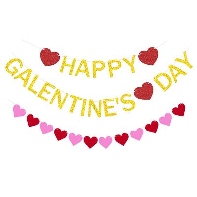 Фетровый флажок-гирлянда 'Любовь' Декорации на День Святого Валентина Практичные Флажки для вечеринки Креативные Подвесные бумажные баннеры