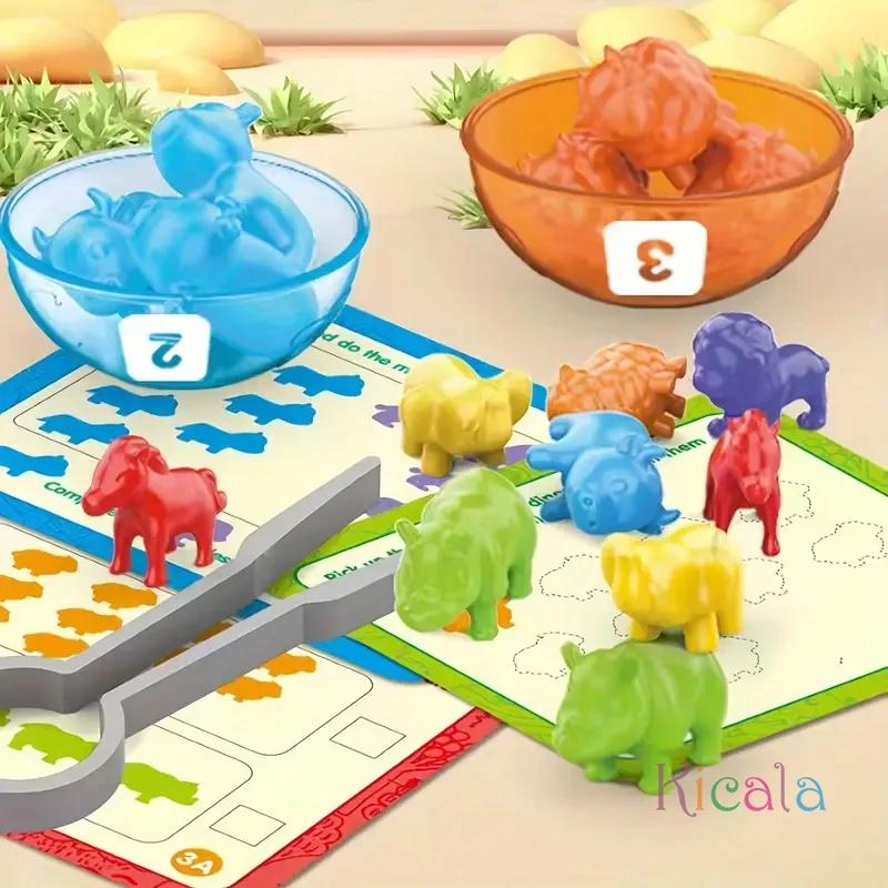 Счет Животных Игрушки Игры на Сопоставление STEM Образовательная Обучающая Игрушка Сортировка по Цвету Башня для Нанизывания Сенсорные Игрушки Подарок на День Рождения