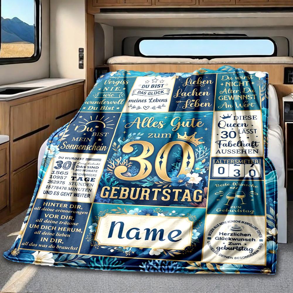 Golden 30Th Celebration Blanket Durable Comfort For Sofa Couch Office Bed Picnics Ideal For All Seasons Stylish Decor Perfect Gift For Relatives And