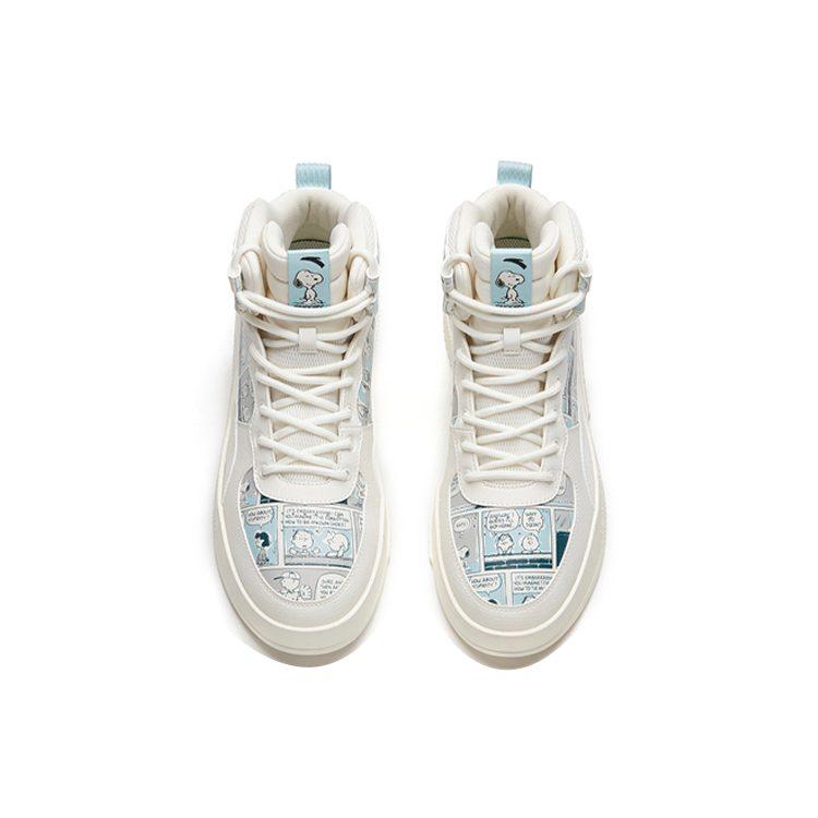 Anta X Snoopy Коллекция Жизнь Нескользящие Износостойкие Высокие Кеды для Скейтборда Мужские Бело-Синие 912138011-7
