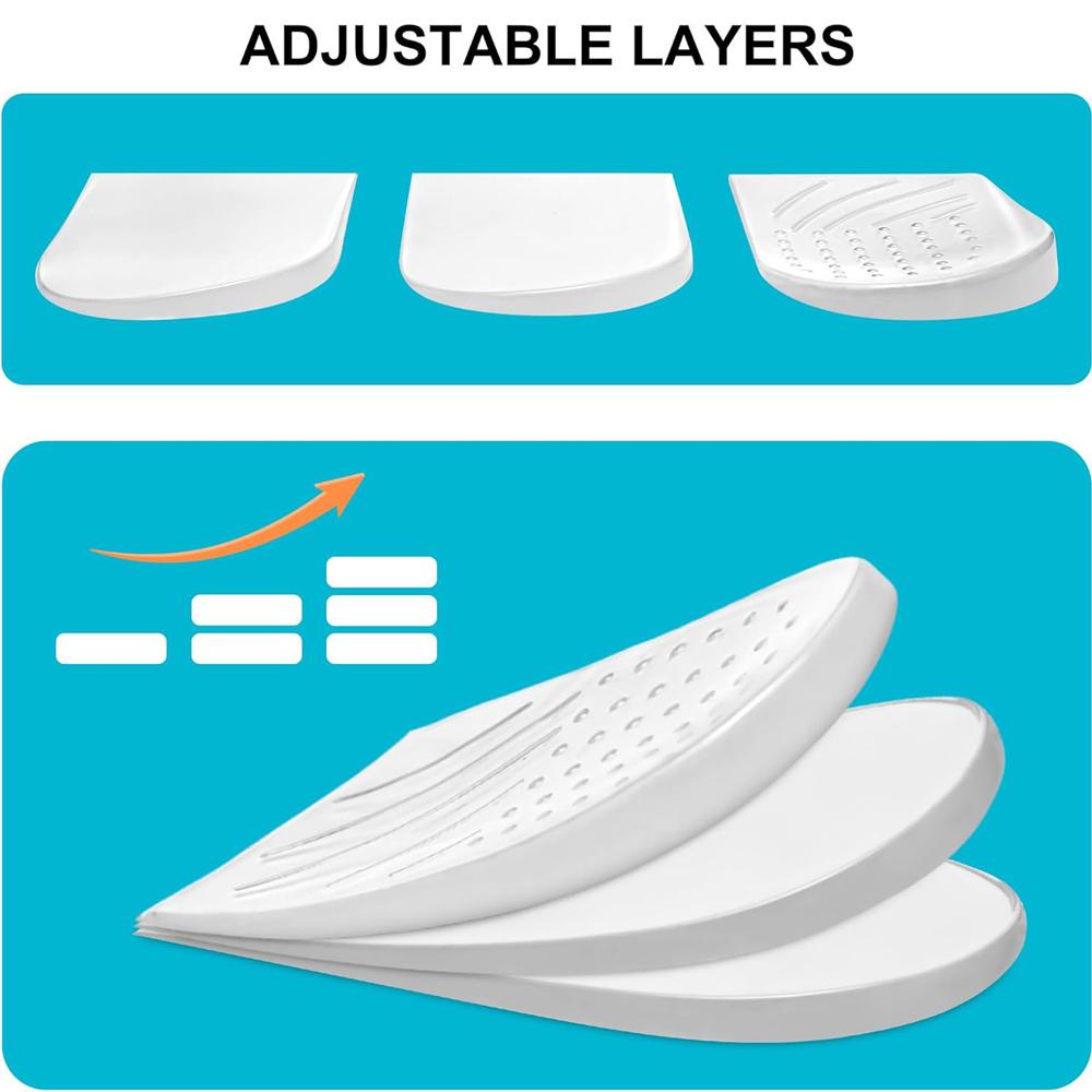 2 Pairs of 3-Layer Adjustable Heel Wedge Pads for Supination and Pronation Correction - Silicone Heel Insoles for Foot Alignment and Knee Pain Relief