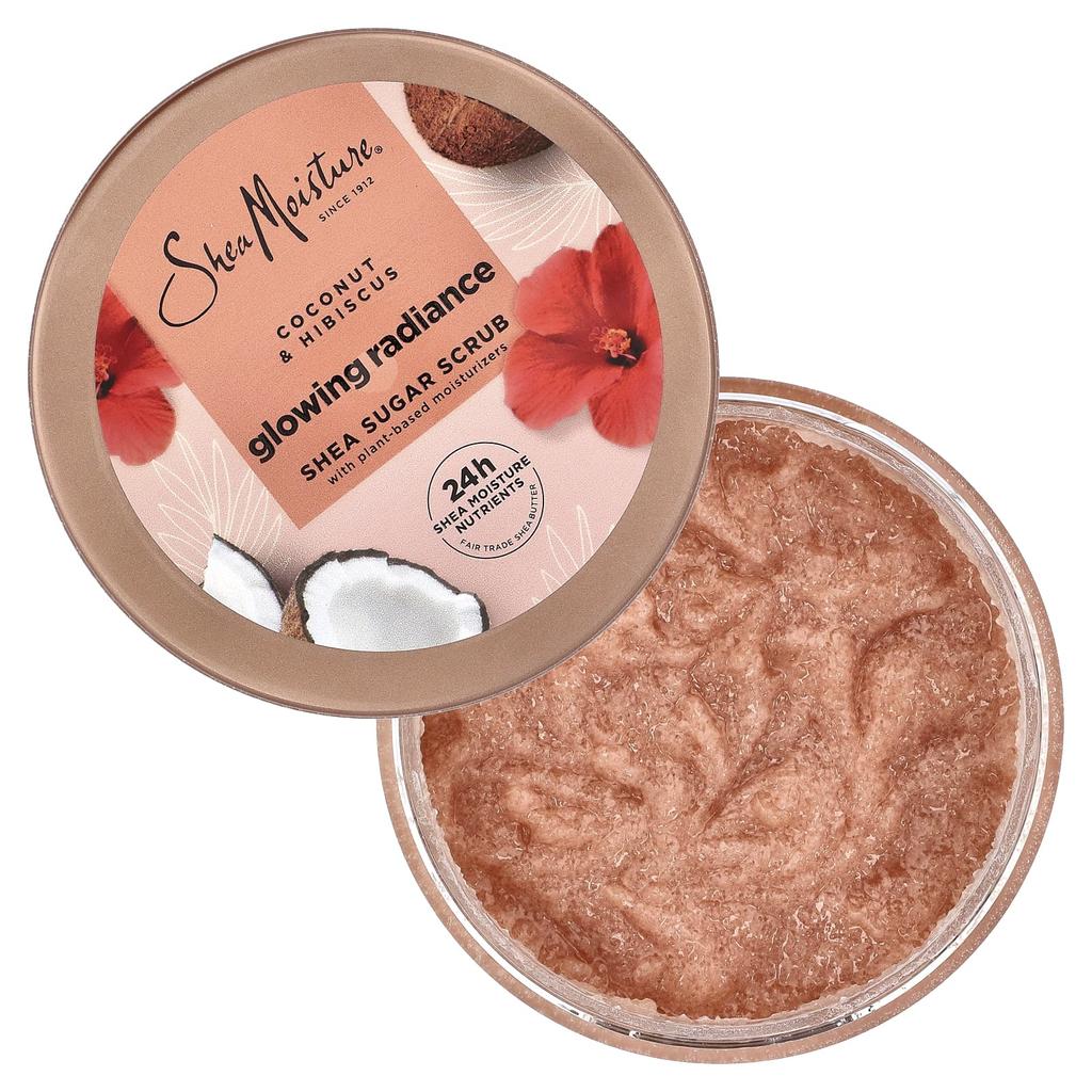 SheaMoisture, Сияющее Сияние, Сахарный Скраб с Маслом Ши, Кокос и Гибискус, 12 унций (340 г)