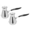 2PCS Turkish Coffee Pot Stainless Steel Stovetop Pour Over Coffee Maker Kettle with Long Handle for