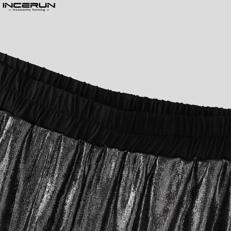 INCERUN Two Pieces Men Glitter Sleeveless Tank Tops and Shorts Casual Sets