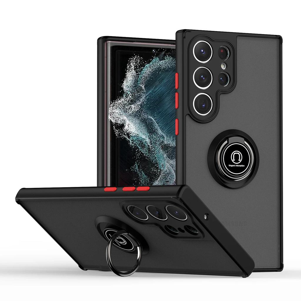 Матовый защитный чехол для Samsung Galaxy S24 FE Ultra S23 Ultra S22 Plus чехол-кольцо-подставка-держатель Coque Funda Capa