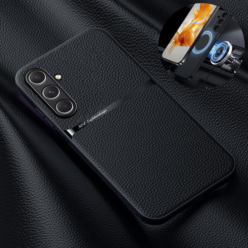 Для чехла Galaxy M35 5G 6.6'' M356B Роскошный кожаный магнитный держатель для автомобиля Чехол для телефона Для Samsung Galaxy M35 5G m 35 Мягкая задняя крышка