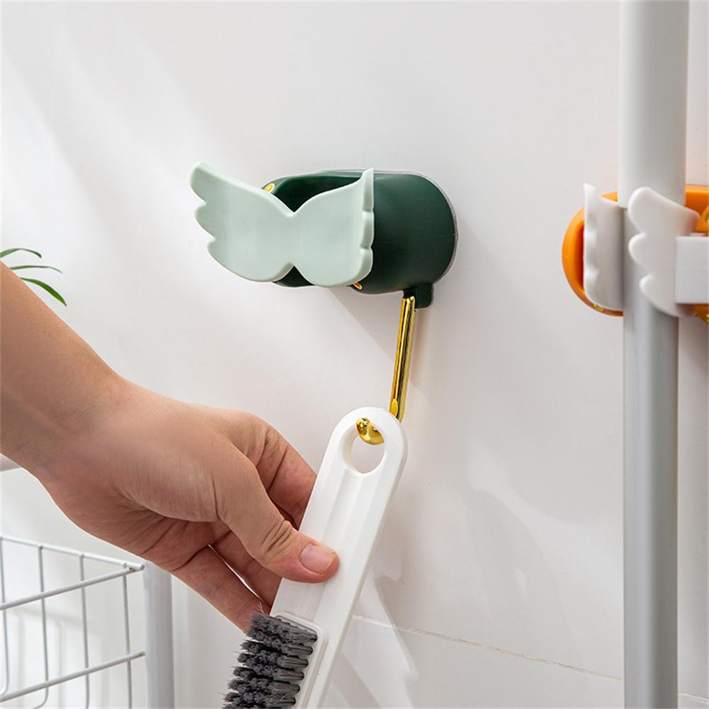 Mop Holder Strong Wall-mounted Punch-free Storage Holder With Hook Mop Clip Creative Durable Bathroom Accessories