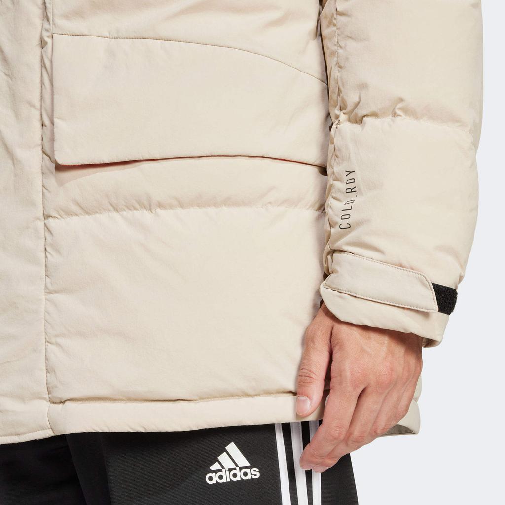 Adidas Warm Removable Hood Long Sleeve Down Jacket Men Jacket Beige JM4614