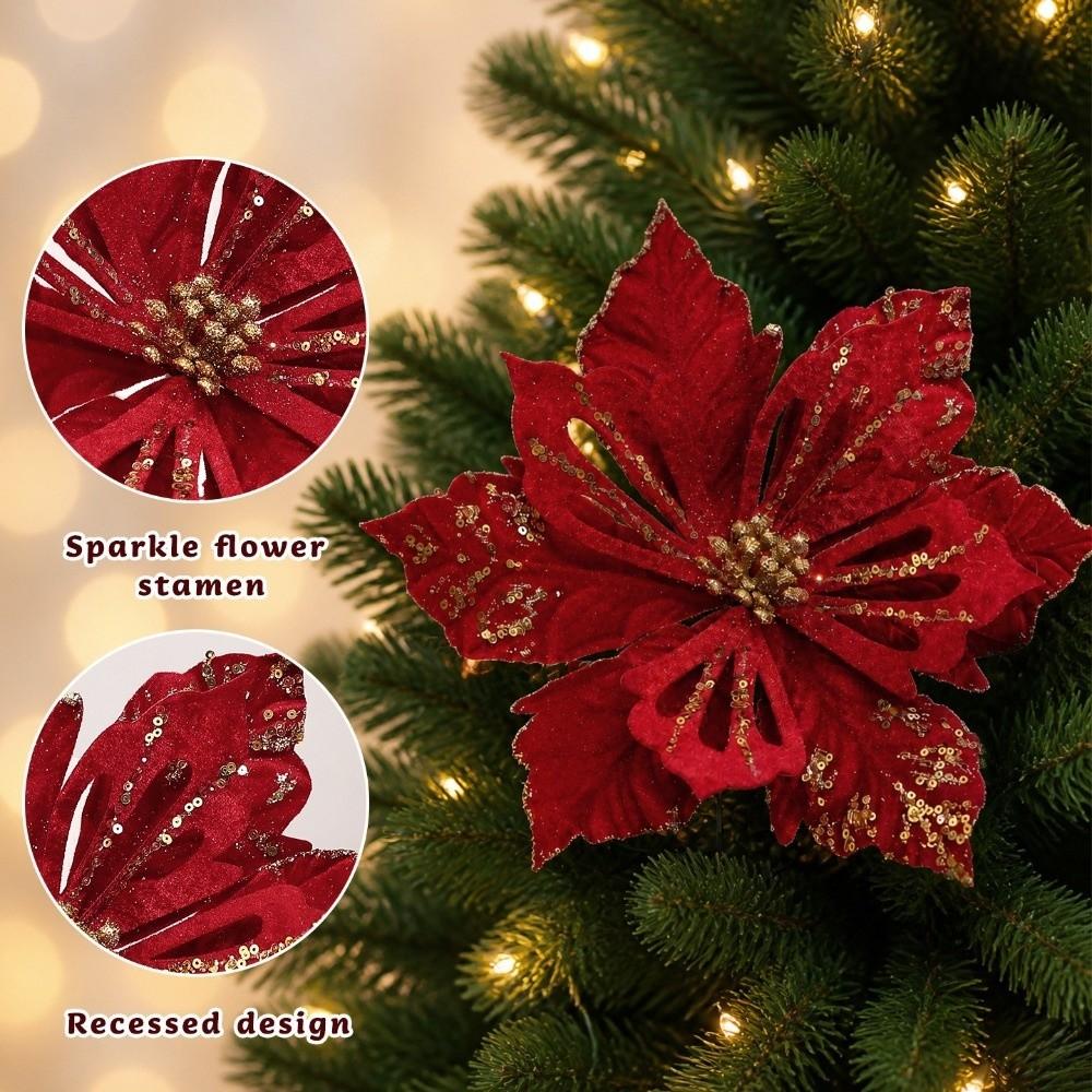 DIY Decoration Fake Flower Fabric Plastic Xmas Tree Decorations  Christmas Gift