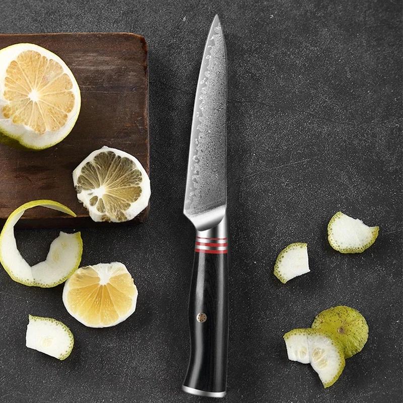 5-дюймовый японский нож для разделки мяса, кухонный нож для обвалки, нержавеющая сталь, полный хвостовик, дамасские ножи, острый японский нож, деревянная ручка