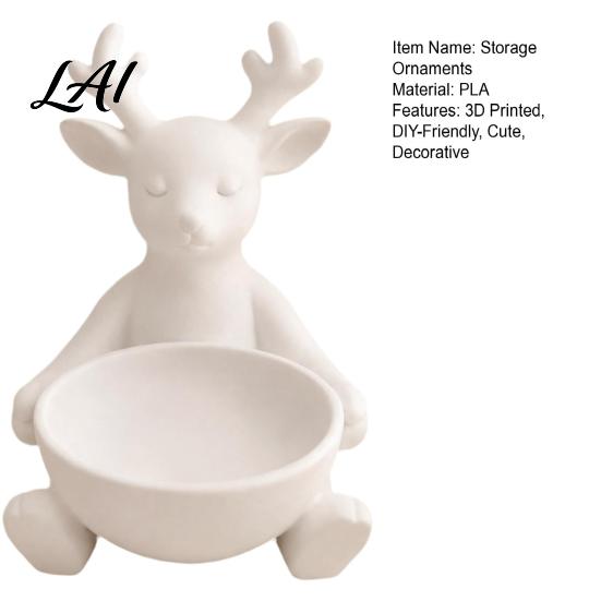 Unique Birthday Present 3D Printed Reindeer Jewelry Tray Unpainted White DIY Ring Dish Organizer Small Accessory for Earrings Keys Cute Christmas