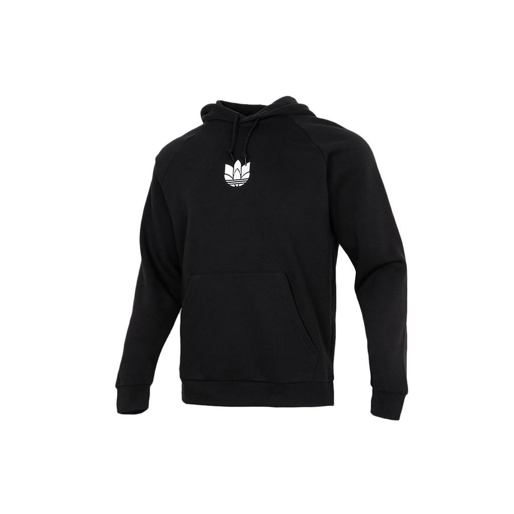 Adidas Мужская толстовка с капюшоном Originals 3D Trefoil с флисовой подкладкой и принтом логотипа, черная GN3555