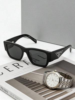 Prada PR10ZS 1AB5S0 Квадратные Солнцезащитные Очки, Черный Ацетат, Защита UV400